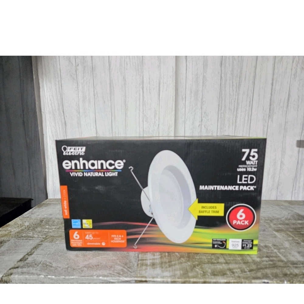 New Feit Electric Enhance 5” or 6" LED Recessed Retrofit Trim Downlight 6 Pack